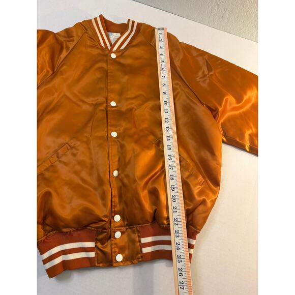 VTG Lady Longhorns Satin Bomber Jacket size Medium Burnt Orange Made in USA Howe - Picture 4 of 7